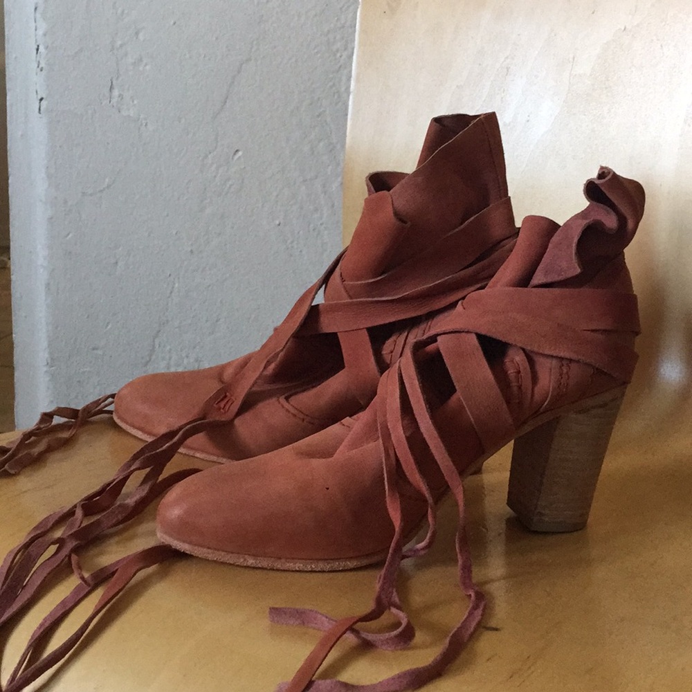 Free people leather wrap bootie NWOT